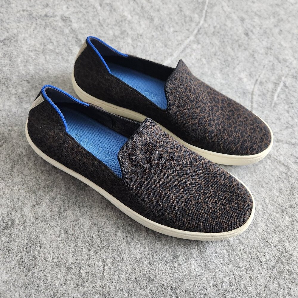 Rothy's The Slip On Cheetah Camo Knit Low Top Sneakers Women’s 9 Brown Comfort